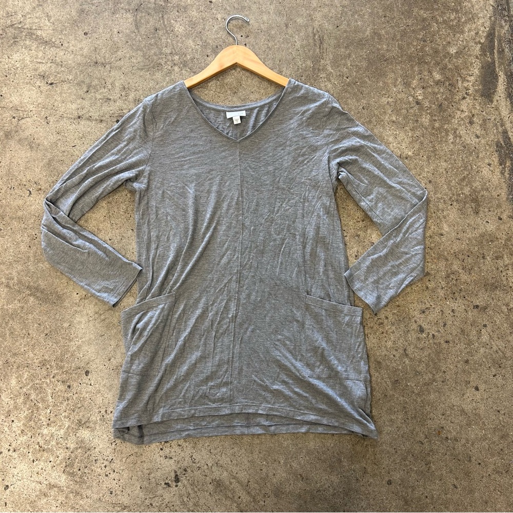 J.Jill Tunic Top w/ Pockets Knit Long Shirt Modal Size M Medium  Heathered Gray - Picture 3 of 8